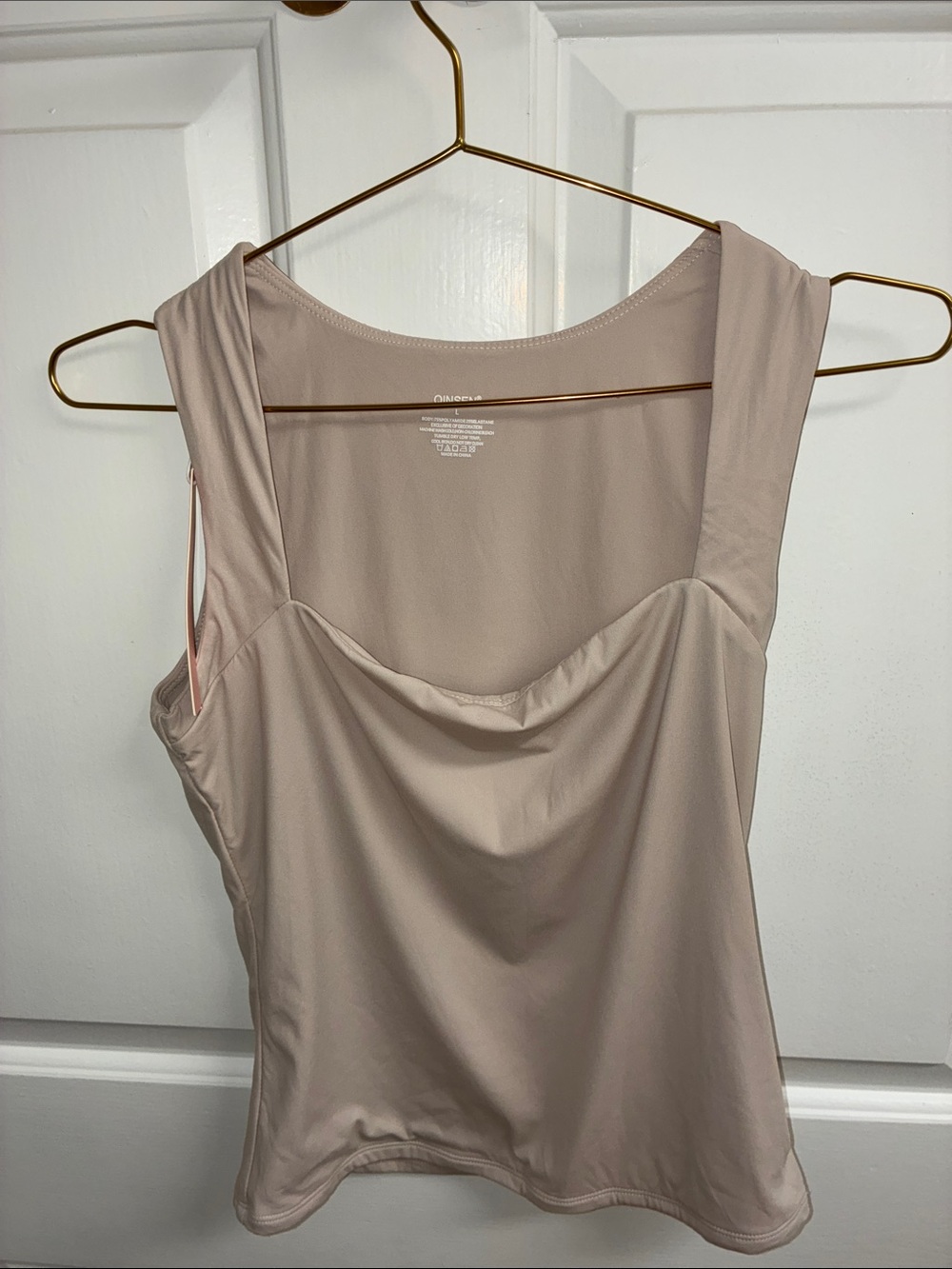 Smooth Cowl Neck Tank Bra Top in Nude